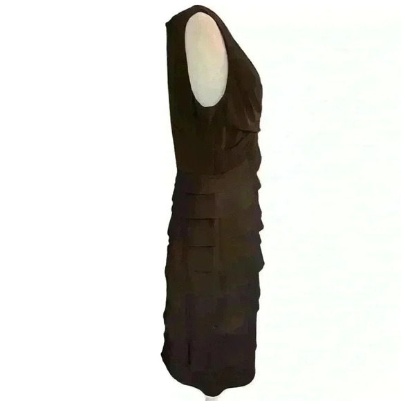 ADRIANNA PAPELL Dress Size 12 Brown Sleeveless Tiered Cocktail V-Neck Party - Picture 5 of 12